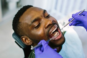 man having a dental exam  