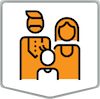 Animated orange family of three