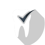 Animated tooth with check mark icon