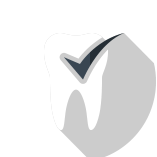 Animated tooth with checkmark icon