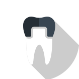 Animated tooth with dental crown icon