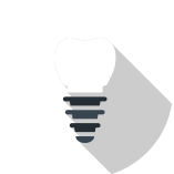 Animated dental implant supported dental crown icon