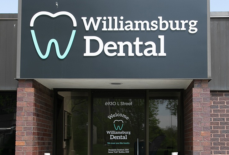 Williamsburg Dental sign on office building exterior