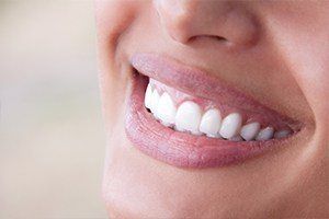 Closeup of healthy teeth and gums after periodontal therapy