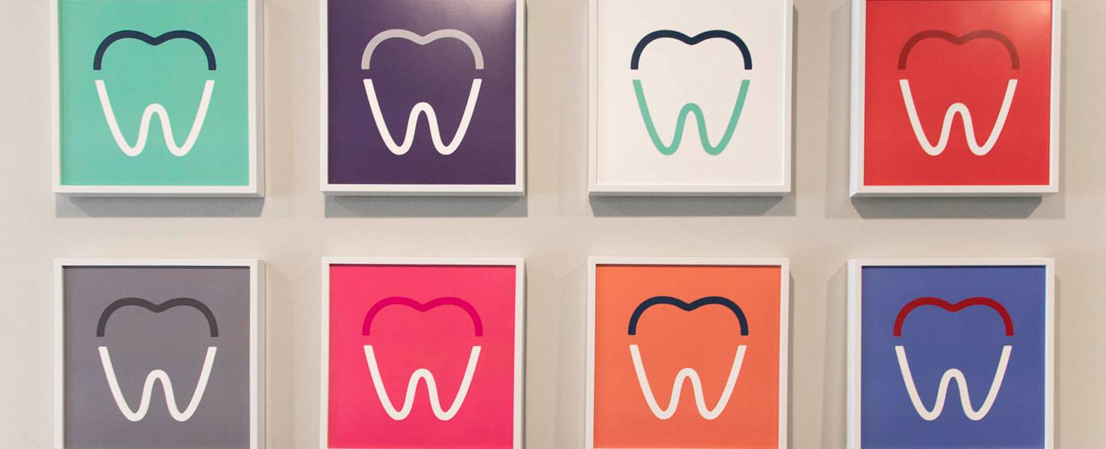 Tooth paintings on dental office wall
