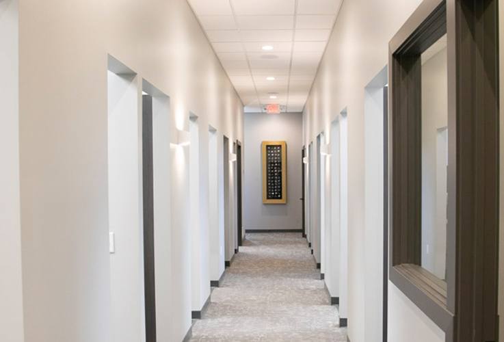 Hallway to dental treatment rooms