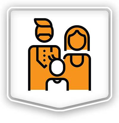 Animated orange family of three