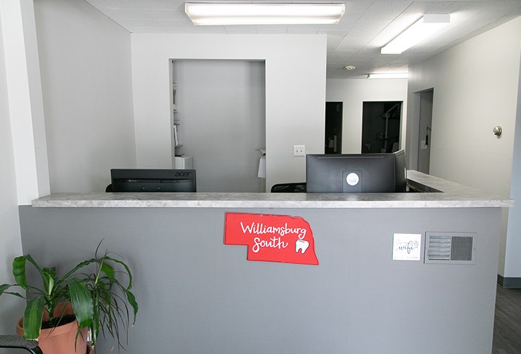 Welcoming dental office reception desk