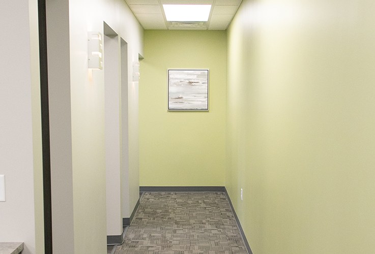 Hallway to dental treatment rooms