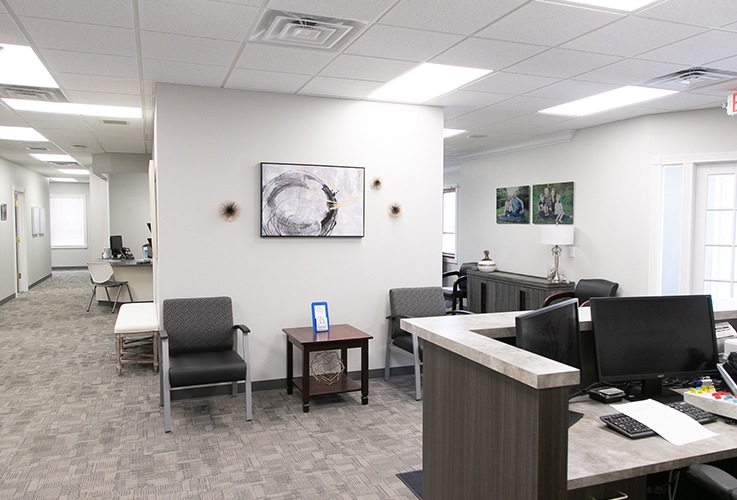 Comfortable seating in dental office waiting room