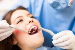 A woman having her dental examination.