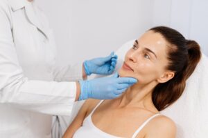 female patient being evaluated before dermal fillers